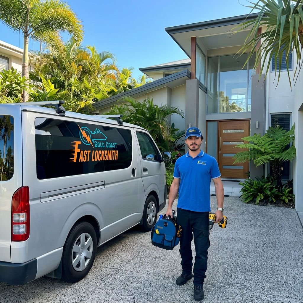 Gold Coast Fast Locksmith full team with branded vans โ mobile locksmith Arundel - 24/7 Mobile Gold Coast