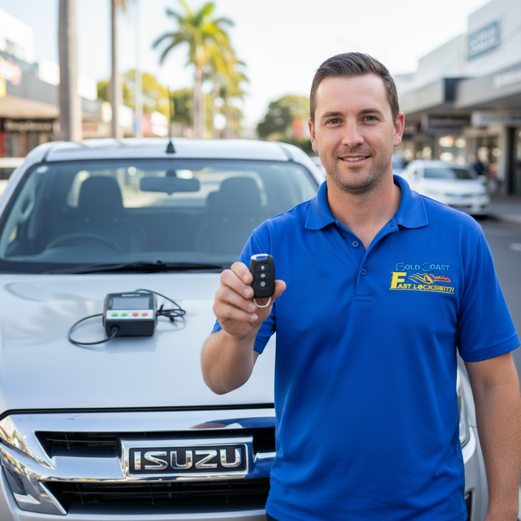 Isuzu key replacement Gold Coast locksmith technician
