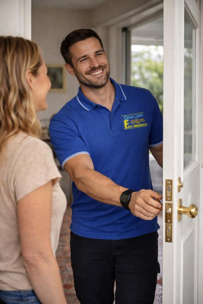 Locksmith arriving at door Gold Coast - Gold Coast Fast Locksmith