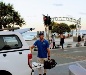 Locksmith at Surfers Paradise with tools and ute
