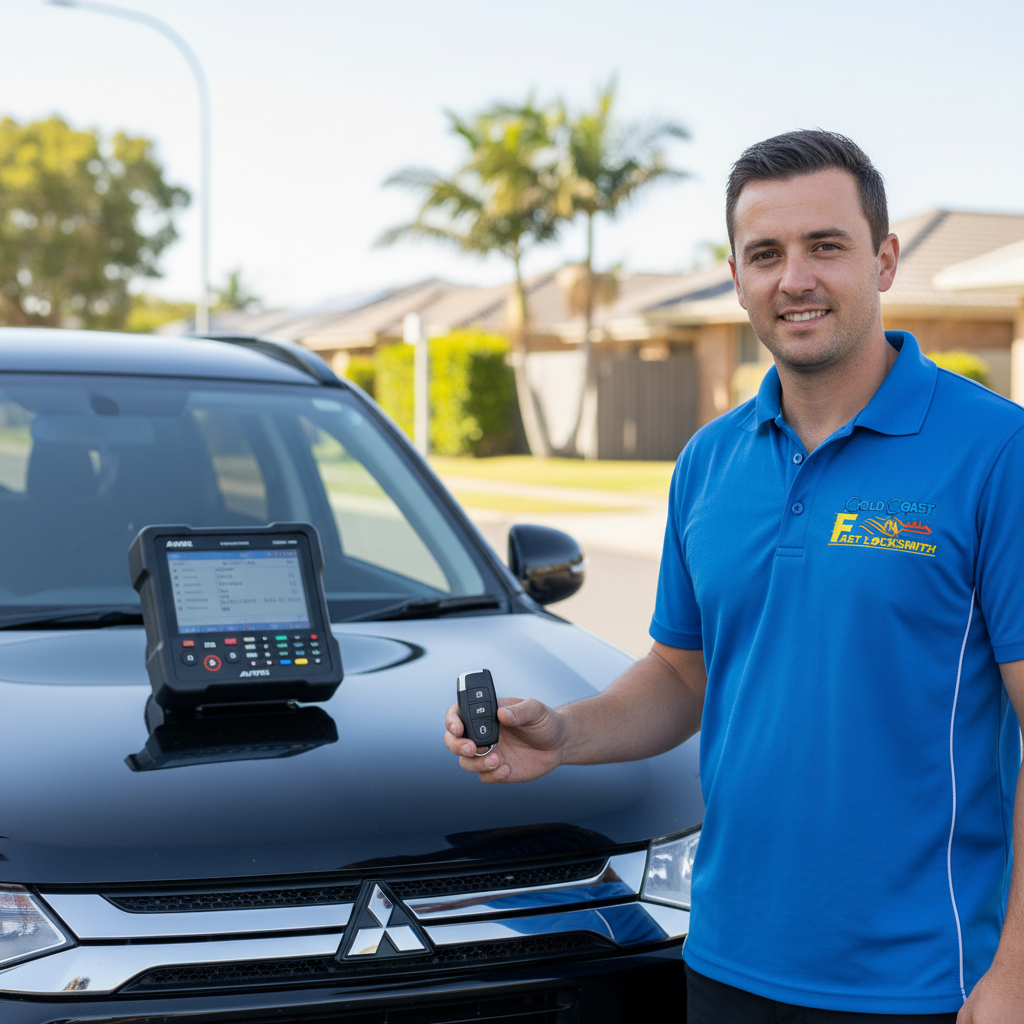 Mitsubishi key replacement Gold Coast locksmith technician